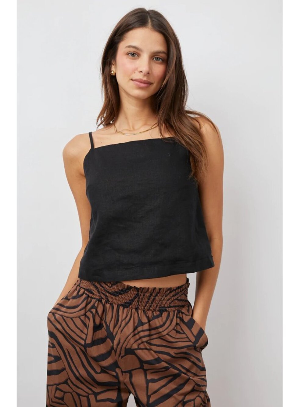 RAILS Adelina Linen Top Black S $148